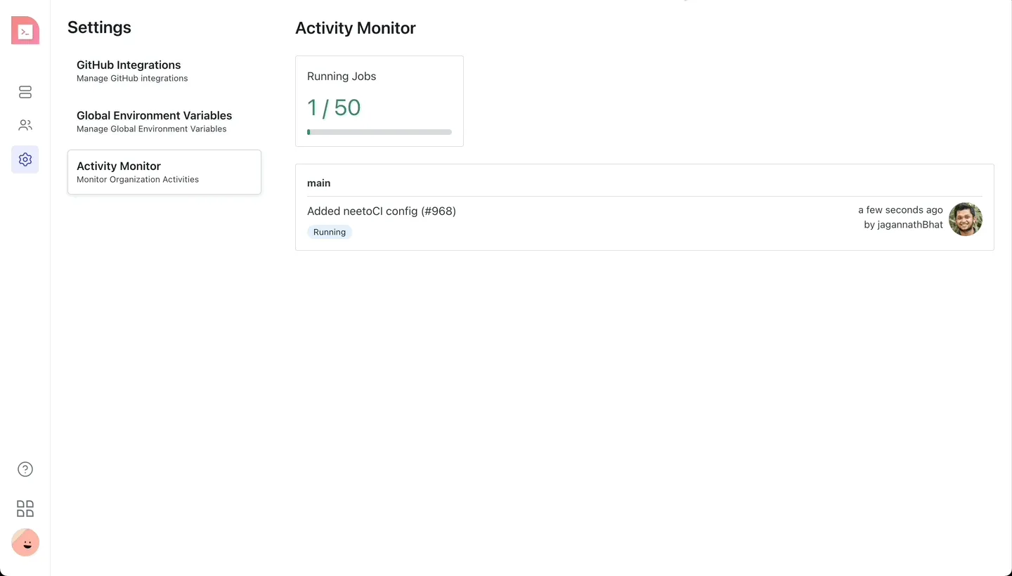 Activity Monitor page