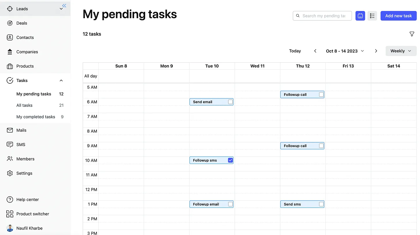 Task calendar view